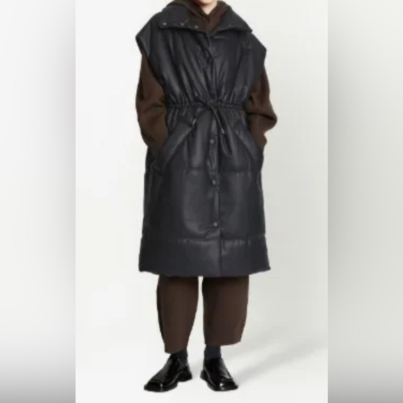 Proenza Schouler White Label Faux Black Leather Puffer Vest XS - Picture 2 of 9